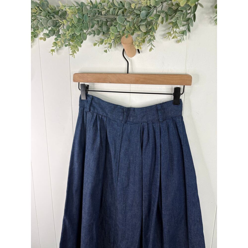 Vintage Ralph Lauren Denim Maxi Skirt Size 6 Dark Wash Pleated Cotton - Picture 5 of 6